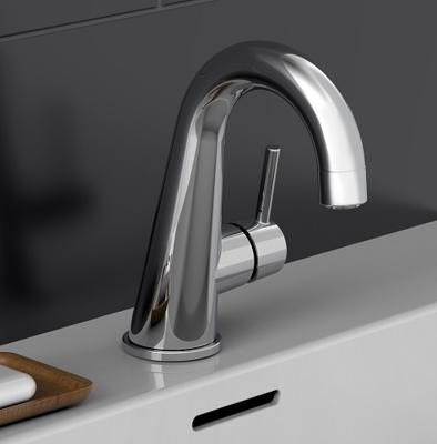 PISA ééngreepsmengkraan wastafel, chroom met hoge uitloop keramische schijven geluidsarme, verwisselbare 25 mm cartouche hoogwaardige mousseur CASCADE® SLC flexibele metalen aansluitslangen