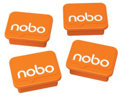 Nobo magneten, whiteboard, oranje, pak van 4 stuks