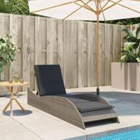 Ligbed met kussen 60x205x73 cm poly rattan grijs - thumbnail