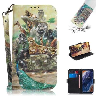 3D gekleurde tekening dieren patroon horizontale Flip lederen case voor Nokia 9 met houder & card slots & portemonnee 3D gekleurde tekening dieren patroon horizontale Flip lederen case voor Nokia 9 met houder & card slots & portemonnee