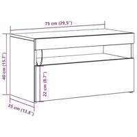 TV-kast 2 pcs Zwart 75 x 35 x 40 cm Bewerkt hout - thumbnail