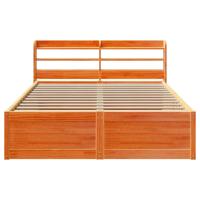 Bedframe met hoofdbord massief grenenhout wasbruin 120x190 cm - thumbnail