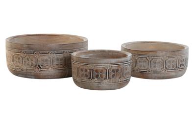 Middenstuk DKD Home Decor Wit Natuurlijk Mangohout 30,5 x 30,5 x 12,7 cm (3 Onderdelen)