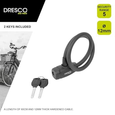 Dresco 5250209 fietsslot Zwart Kabelslot Dresco 5250209 fietsslot Zwart Kabelslot