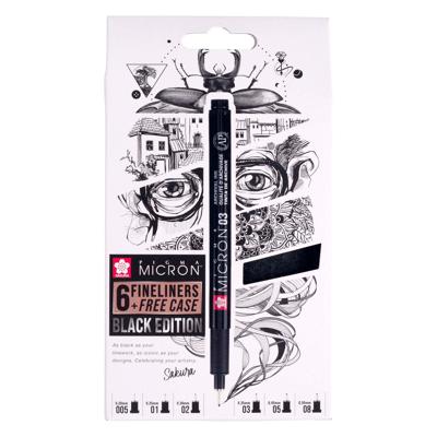 Fineliner sakura pigma micron black 6 stuks