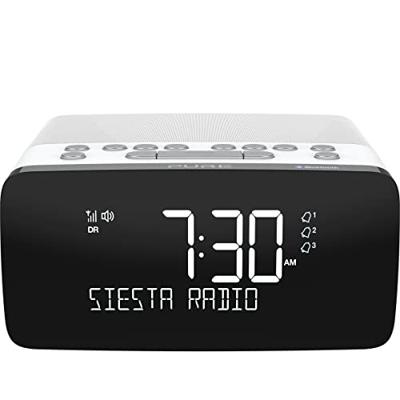 Pure Siesta Charge Bluetooth wekker digitaal met oplaadpad DAB/DAB+ digitale en FM-wekker, Bluetooth, USB, draadloos mobiele telefoonlaadstation, 40 zenderopslagplaatsen, AUX, USB, wit
