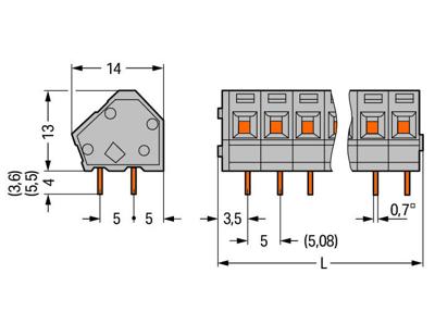 WAGO 236-448 Veerkrachtklemblok 2.50 mm² Aantal polen 48 Grijs 20 stuk(s)