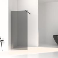 Aqua Splash Inloopdouche Slim Rookglas Anti-Kalk Coating Mat Zwart Profiel - Inloopdouche Aqs Slim 70x200 cm Mat Zwart Profiel - thumbnail