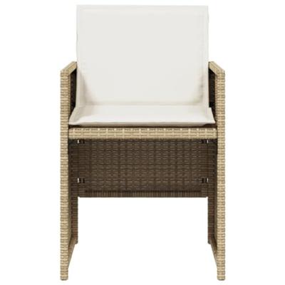 Tuinstoelen 4 st met kussens poly rattan beige - thumbnail