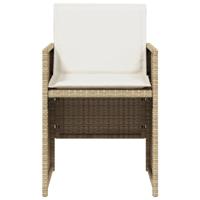 Tuinstoelen 4 st met kussens poly rattan beige - thumbnail