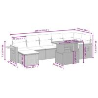 8-delige Loungeset met kussens poly rattan beige - thumbnail