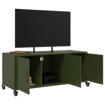 Tv-meubel 100,5x39x43,5 cm staal olijfgroen