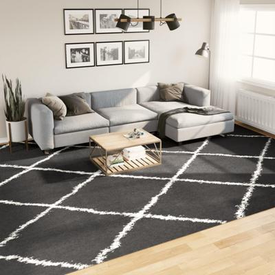 VidaXL Vloerkleed shaggy hoogpolig modern 300x400 cm zwart en crème