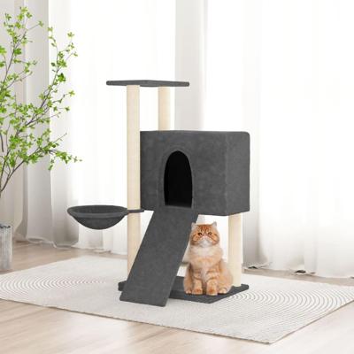 VidaXL Kattenmeubel met sisal krabpalen 96 cm donkergrijs VidaXL Kattenmeubel met sisal krabpalen 96 cm donkergrijs