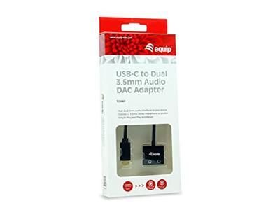 Equip 133469 audio kabel 0,15 m USB C 2 x 3.5mm Zwart Equip 133469 audio kabel 0,15 m USB C 2 x 3.5mm Zwart
