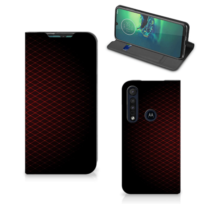 Motorola G8 Plus | Hoesje met Magneet | Geruit Rood