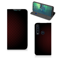 Motorola G8 Plus | Hoesje met Magneet | Geruit Rood - thumbnail
