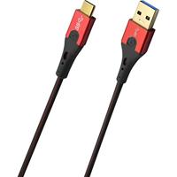 USB 3.2 Gen 1 (USB 3.0) [1x USB 3.2 Gen 1 stekker A (USB 3.0) - 1x USB-C stekker] 1.00 m Rood/zwart Vergulde steekcontacten Oehlbach USB Evolution C3 - thumbnail