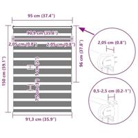 VidaXL Zebra rolgordijn 95x150 cm stofbreedte 90,9 cm zwart - thumbnail
