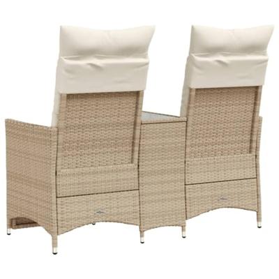 Tuinbank 2-zits verstelbaar met tafel poly rattan beige Tuinbank 2-zits verstelbaar met tafel poly rattan beige