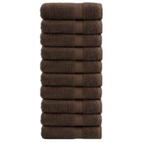 VidaXL Badhanddoeken solund 10 st 600 g/m² 70x140 cm bruin - thumbnail