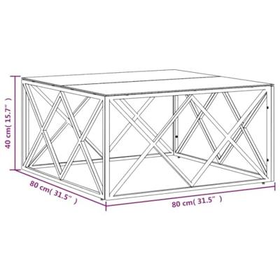 Salontafel 80x80x40 cm roestvrij staal en glas