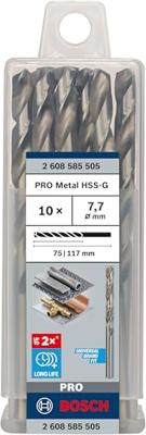 Bosch Accessories 2608585505 HSS Metaal-spiraalboor 7.7 mm Gezamenlijke lengte 117 mm Geslepen DIN 338 Cilinderschacht 10 stuk(s) Bosch Accessories 2608585505 HSS Metaal-spiraalboor 7.7 mm Gezamenlijke lengte 117 mm Geslepen DIN 338 Cilinderschacht 10 stuk(s)