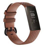 Fitbit Charge 3 & 4 siliconen diamant pattern bandje - Maat: Large - Coffee - thumbnail