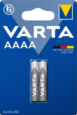 Varta 4061101402 - verpakking met 2 alkalinebatterijen (AAAA, 1,5 V) kleur zilver