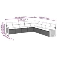 9-delige Loungeset met kussens poly rattan beige - thumbnail