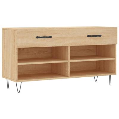 VidaXL Schoenenbank 102x35x55 cm bewerkt hout sonoma eikenkleurig VidaXL Schoenenbank 102x35x55 cm bewerkt hout sonoma eikenkleurig