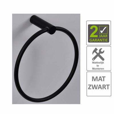 BWS Handdoekring Mia Rond Mat Zwart BWS Handdoekring Mia Rond Mat Zwart