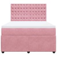 Boxspring met matras fluweel roze 160x200 cm - thumbnail