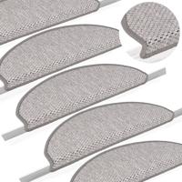 VidaXL Trapmatten zelfklevend 15 st sisal-look 65x21x4 cm platinakleur - thumbnail