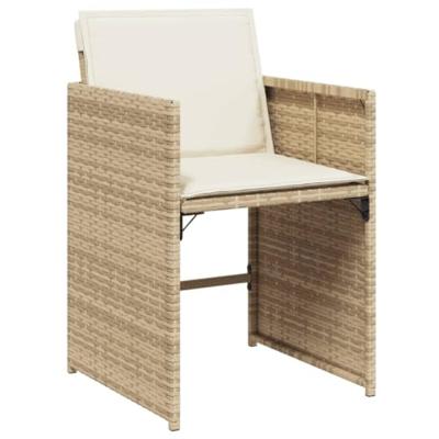 Tuinstoelen 4 st met kussens poly rattan beige - thumbnail