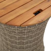 Tuinbijzettafels 2 st met houten blad poly rattan grijs - thumbnail