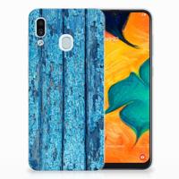 Samsung Galaxy A30 Bumper Hoesje Wood Blue - thumbnail