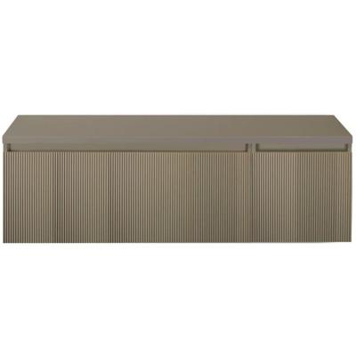 Frozen 3D Badmeubelset 140 cm - Greeplijst in Kleur - Wastafel Onderkast met Bovenblad Olive