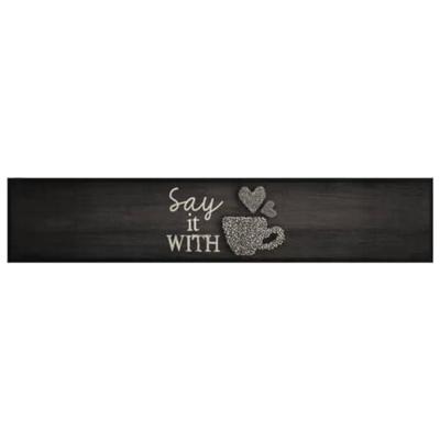 VidaXL Keukenmat wasbaar kopjeprint 60x300 cm fluweel zwart