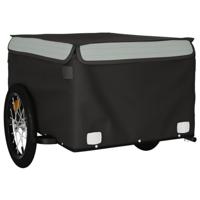 VidaXL Fietstrailer 45 kg ijzer zwart en grijs - thumbnail