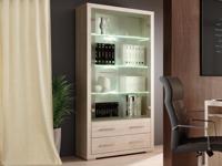 Vitrinekast VEIGAR 2 deuren 2 lades lichte santana met led - thumbnail