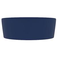 VidaXL Wastafel met overloop 36x13 cm keramiek mat donkerblauw - thumbnail