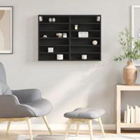 Vitrinekast 80x8,5x58 cm bewerkt hout zwart - thumbnail