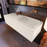 Badkamermeubelset Mondiaz Erin 120 cm met 1 Lade met RIDGE Wastafel Rechts Linen Zonder Kraangaten Greeploos Mat Linen - thumbnail