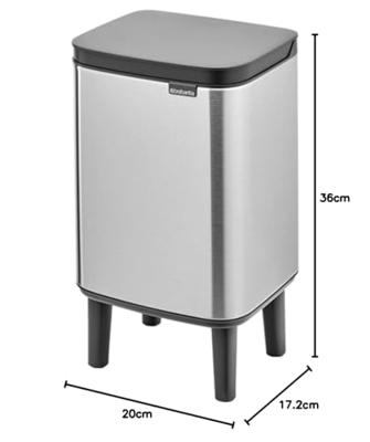 Brabantia Bo hi afvalemmer 4 liter met kunststof binnenemmer matt steel fingerprint proof - thumbnail