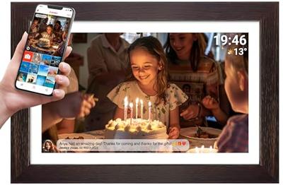 Denver PFF1543DW Digitale WiFi-fotolijst 39.6 cm 15.6 inch Energielabel: D (A - G) 1920 x 1080 Pixel 16 GB Hout (donker)