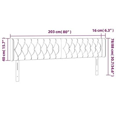 Hoofdbord met randen 203x16x78/88 cm stof crèmekleurig