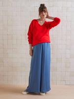 Soepele en wijde zwangerschapsbroek jeansblauw - thumbnail