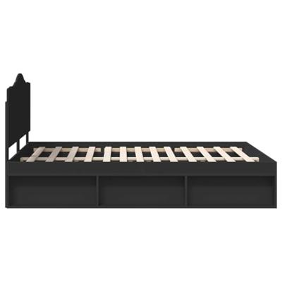 Bedframe met hoofdeinde Zwart 150 x 200 cm Massief grenenhout