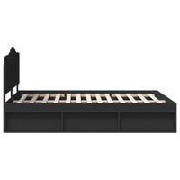 Bedframe met hoofdeinde Zwart 150 x 200 cm Massief grenenhout - thumbnail